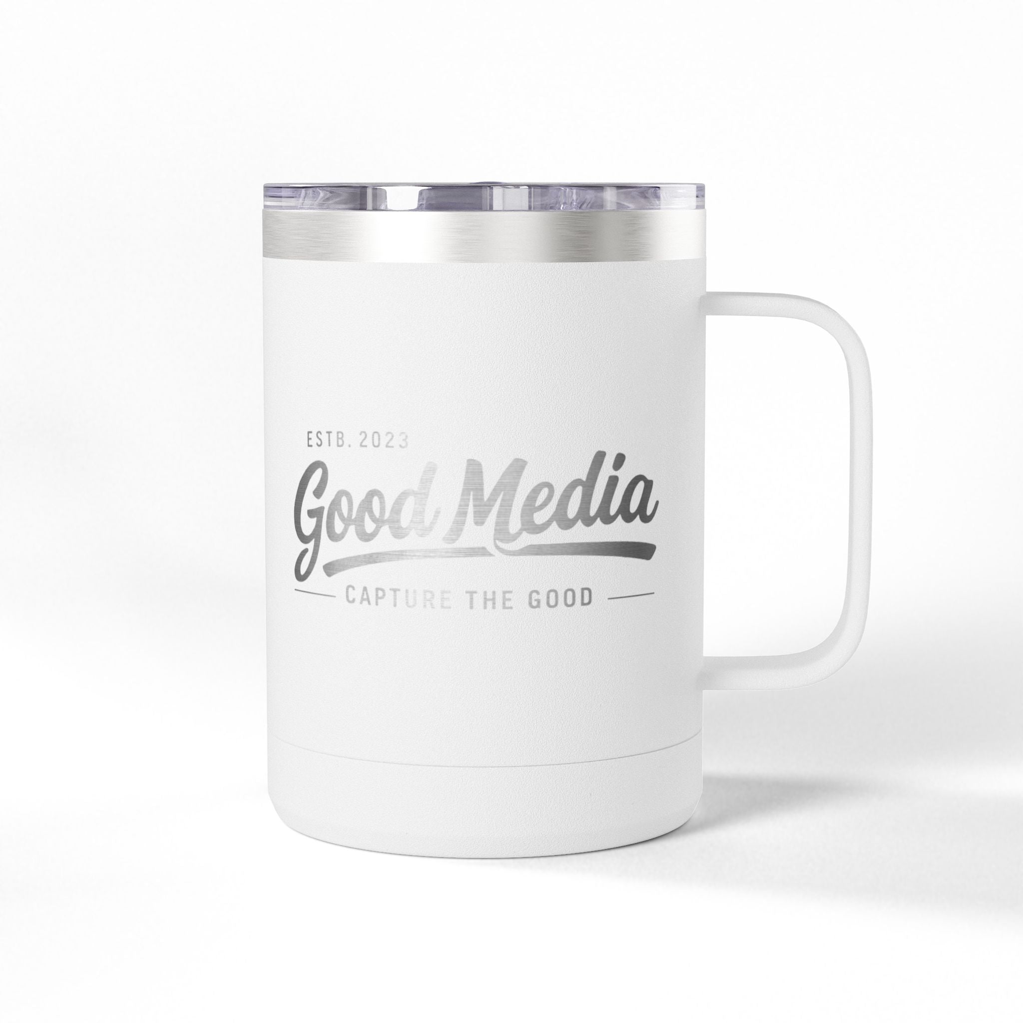 15oz Insulated Coffee Tumbler Mug — Vintage 'Good' Script Logo
