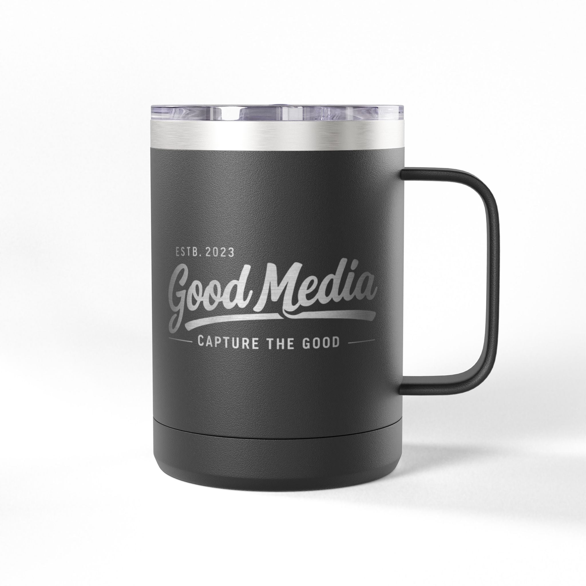 15oz Insulated Coffee Tumbler Mug — Vintage 'Good' Script Logo