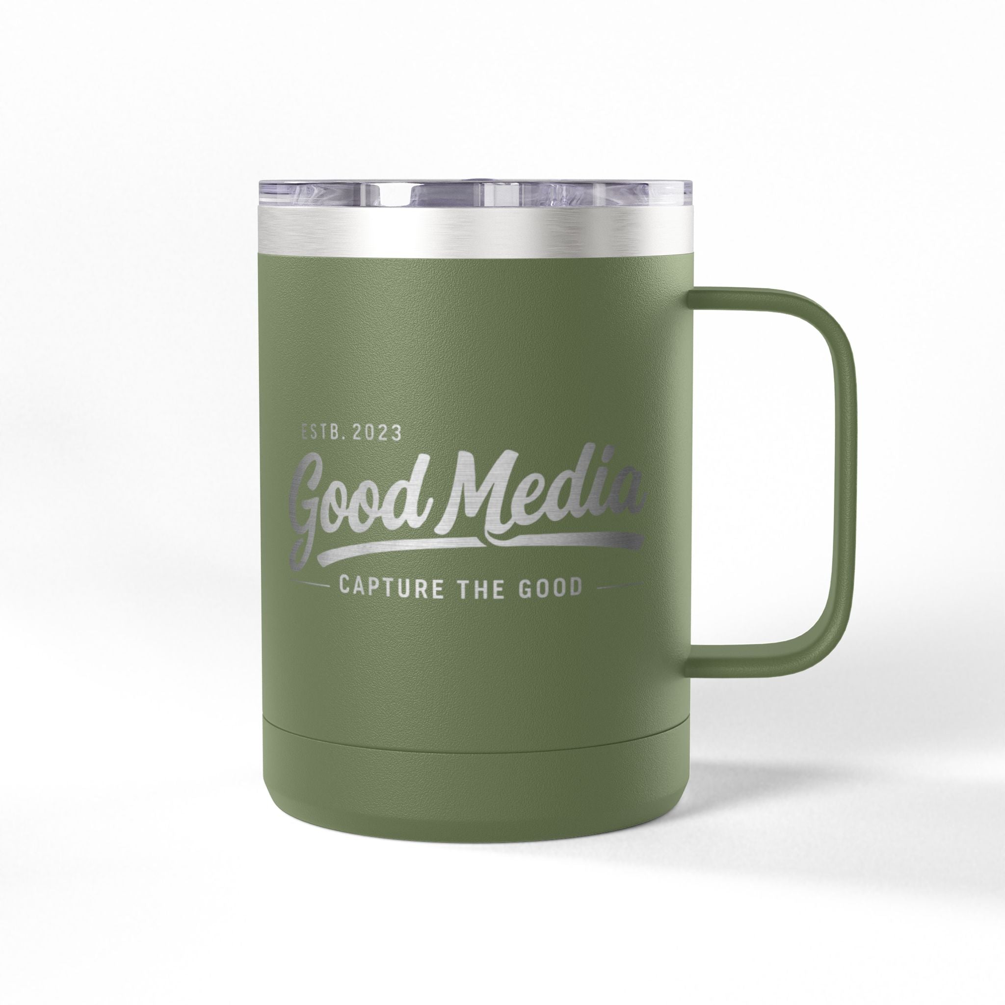 15oz Insulated Coffee Tumbler Mug — Vintage 'Good' Script Logo