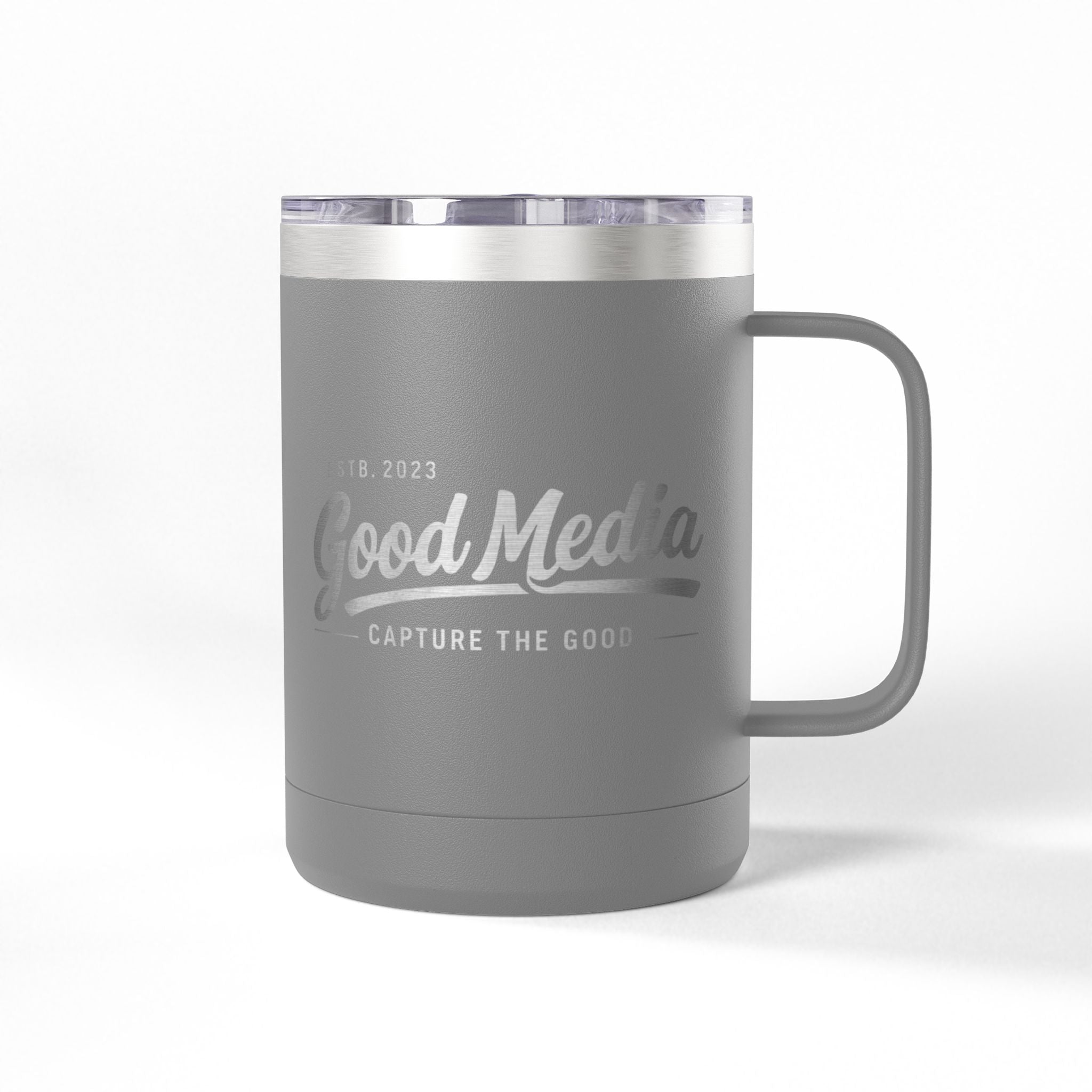 15oz Insulated Coffee Tumbler Mug — Vintage 'Good' Script Logo